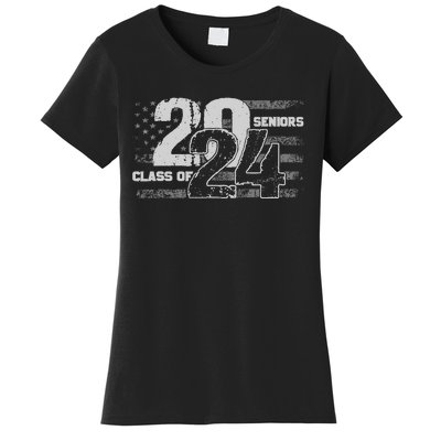 Class Of 2024 Distressed American Flag Seniors Women's T-Shirt