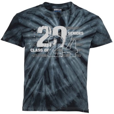 Class Of 2024 Distressed American Flag Seniors Kids Tie-Dye T-Shirt