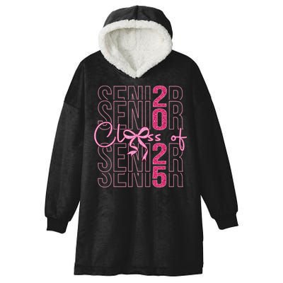 Class Of 2025 Coquette Senior 2025 Graduation Back To Hooded Wearable Blanket
