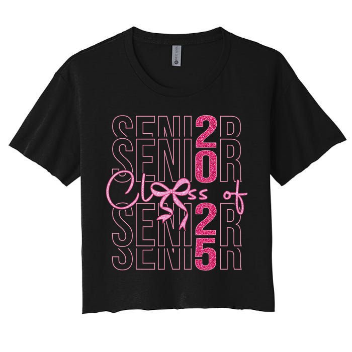 Class Of 2025 Coquette Senior 2025 Graduation Back To Women's Crop Top Tee