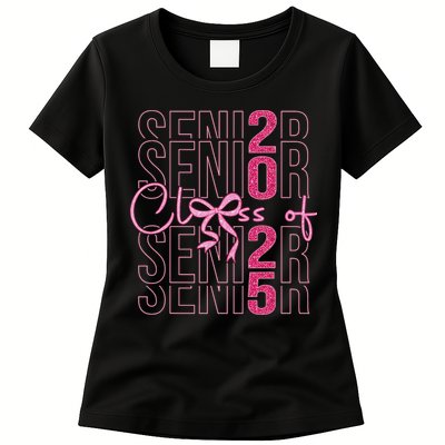 Class Of 2025 Coquette Senior 2025 Graduation Back To Womens T-Shirt