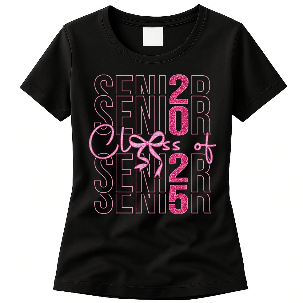 Class Of 2025 Coquette Senior 2025 Graduation Back To Womens T-Shirt