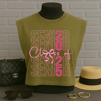 Class Of 2025 Coquette Senior 2025 Graduation Back To Garment-Dyed Women's Muscle Tee