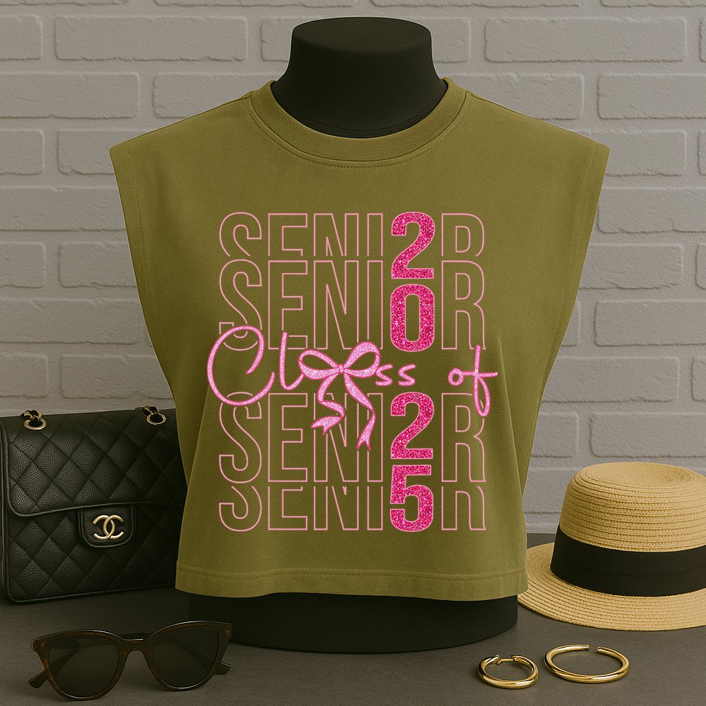 Class Of 2025 Coquette Senior 2025 Graduation Back To Garment-Dyed Women's Muscle Tee