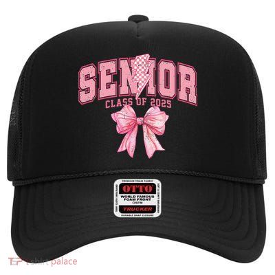 Class Of 2025 Coquette Senior 2025 Graduation Back To High Crown Mesh Back Trucker Hat