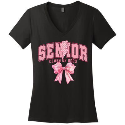 Class Of 2025 Coquette Senior 2025 Graduation Back To Women's V-Neck T-Shirt