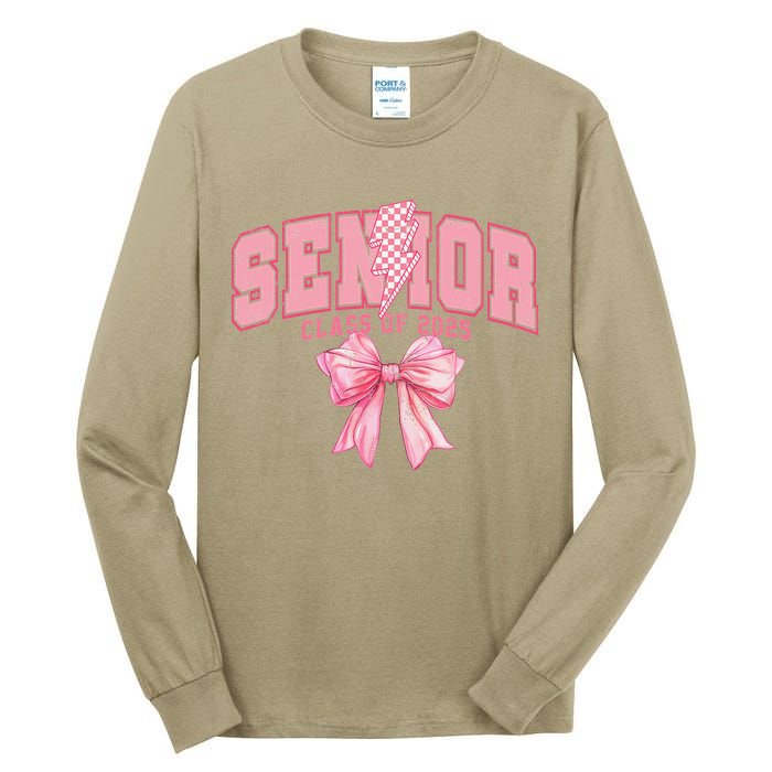 Class Of 2025 Coquette Senior 2025 Graduation Back To Tall Long Sleeve T-Shirt