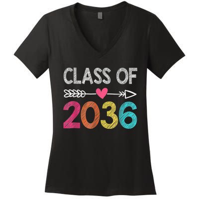 Class Of 2036 Pre-K Graduate Preschool Graduation Women's V-Neck T-Shirt