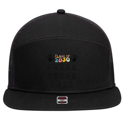 Class Of 2030 Grow With Me Checklist Prek 12th Retro K12 7 Panel Mesh Trucker Snapback Hat
