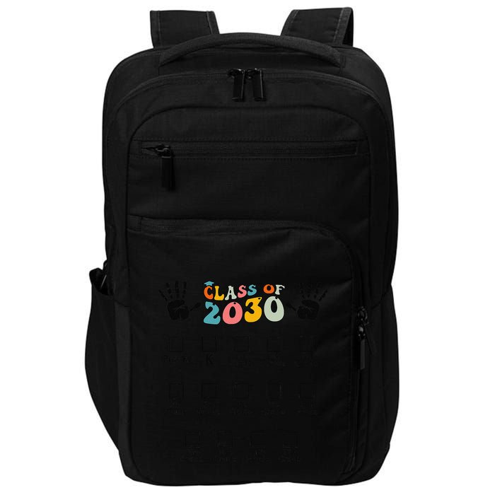 Class Of 2030 Grow With Me Checklist Prek 12th Retro K12 Impact Tech Backpack