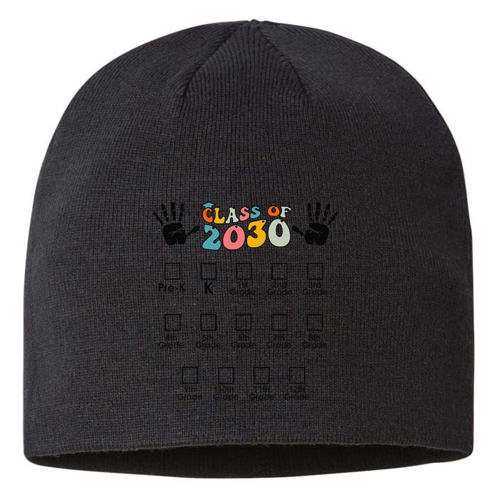 Class Of 2030 Grow With Me Checklist Prek 12th Retro K12 Sustainable Beanie