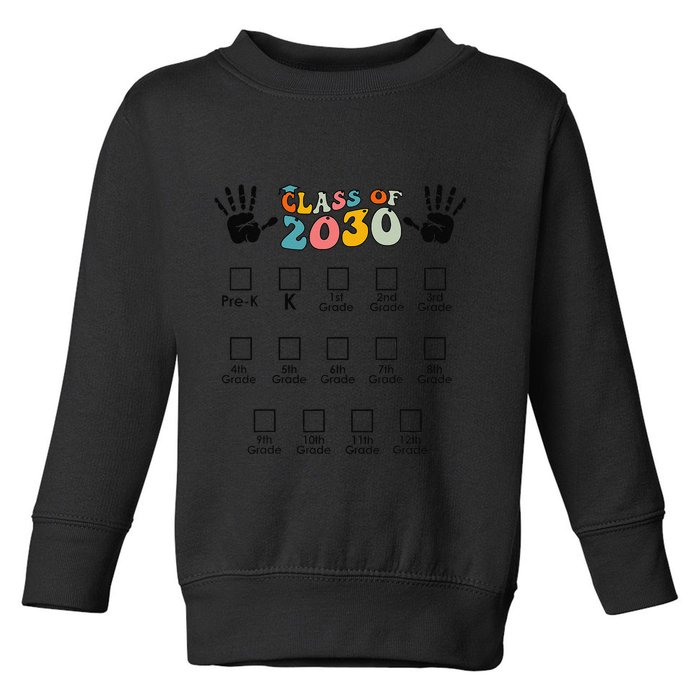 Class Of 2030 Grow With Me Checklist Prek 12th Retro K12 Toddler Sweatshirt