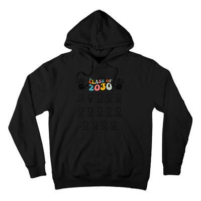 Class Of 2030 Grow With Me Checklist Prek 12th Retro K12 Tall Hoodie