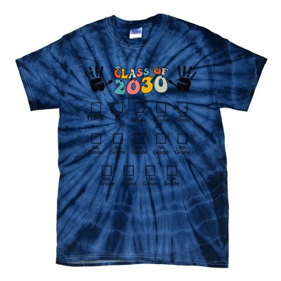 Class Of 2030 Grow With Me Checklist Prek 12th Retro K12 Tie-Dye T-Shirt