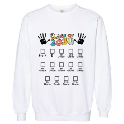 Class Of 2030 Grow With Me Checklist Prek 12th Retro K12 Garment-Dyed Sweatshirt