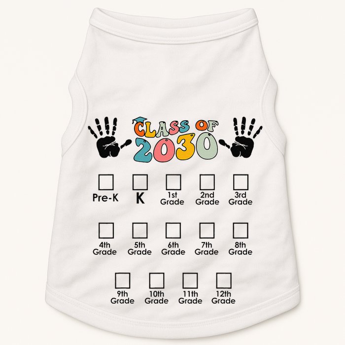 Class Of 2030 Grow With Me Checklist Prek 12th Retro K12 Doggie Tank