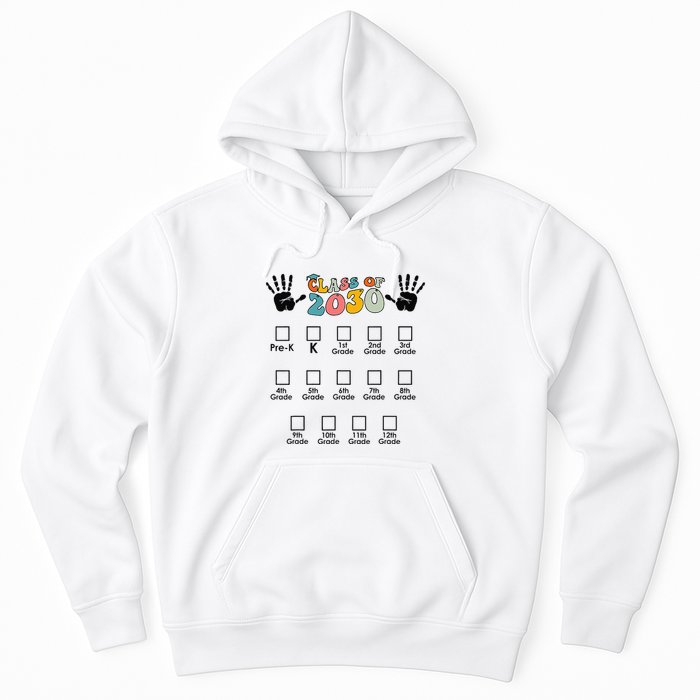Class Of 2030 Grow With Me Checklist Prek 12th Retro K12 Hoodie