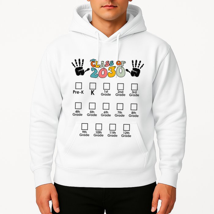 Class Of 2030 Grow With Me Checklist Prek 12th Retro K12 Hoodie