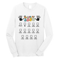Class Of 2030 Grow With Me Checklist Prek 12th Retro K12 Long Sleeve Shirt