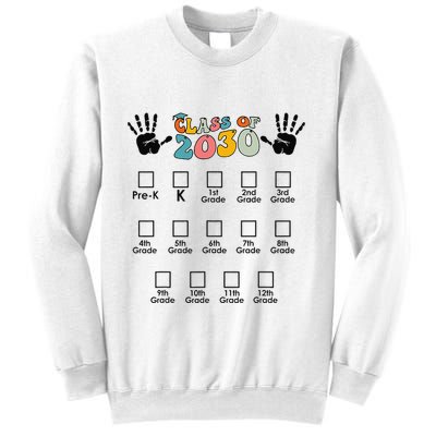 Class Of 2030 Grow With Me Checklist Prek 12th Retro K12 Sweatshirt