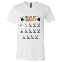 Class Of 2030 Grow With Me Checklist Prek 12th Retro K12 V-Neck T-Shirt