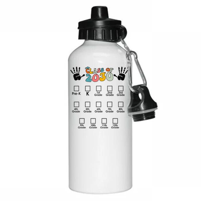 Class Of 2030 Grow With Me Checklist Prek 12th Retro K12 Aluminum Water Bottle