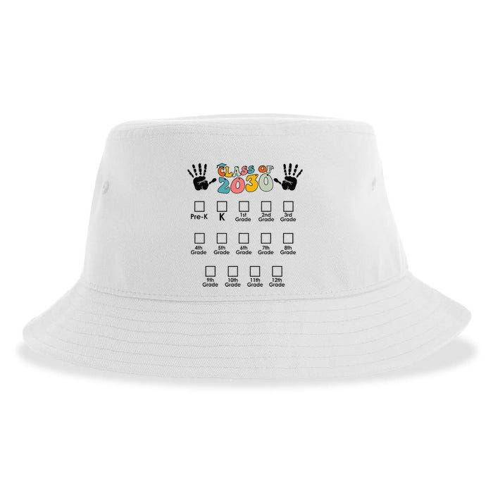 Class Of 2030 Grow With Me Checklist Prek 12th Retro K12 Sustainable Bucket Hat