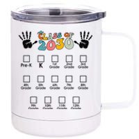 Class Of 2030 Grow With Me Checklist Prek 12th Retro K12 12 oz Stainless Steel Tumbler Cup