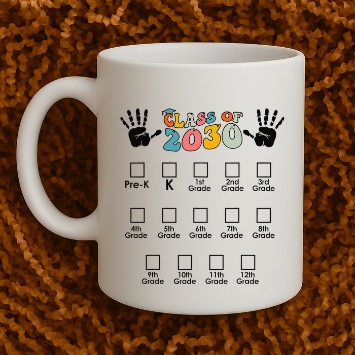 Class Of 2030 Grow With Me Checklist Prek 12th Retro K12 Mug