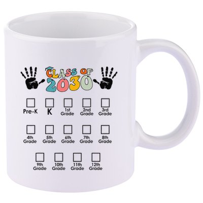 Class Of 2030 Grow With Me Checklist Prek 12th Retro K12 11oz C Handle Ceramic Mug
