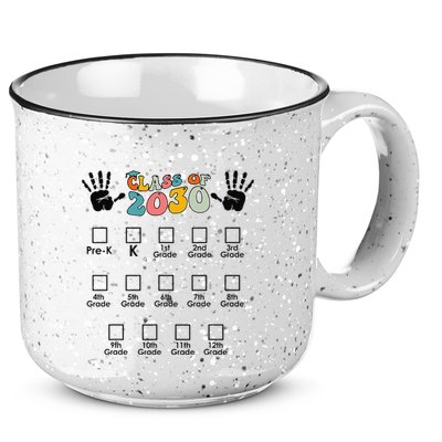 Class Of 2030 Grow With Me Checklist Prek 12th Retro K12 15oz Campfire Ceramic Mug