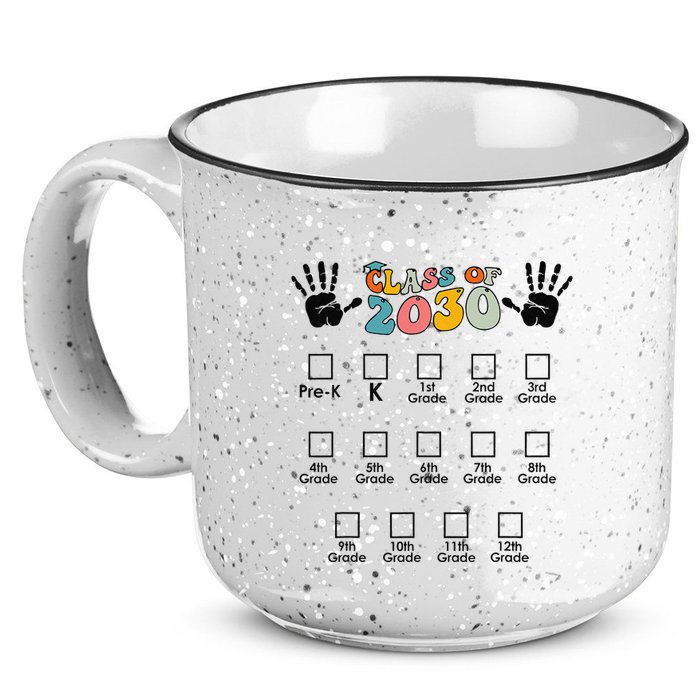Class Of 2030 Grow With Me Checklist Prek 12th Retro K12 15oz Campfire Ceramic Mug