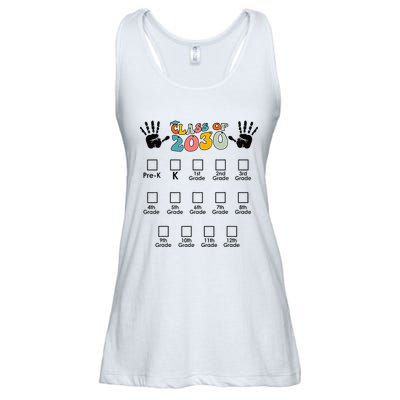 Class Of 2030 Grow With Me Checklist Prek 12th Retro K12 Ladies Essential Flowy Tank