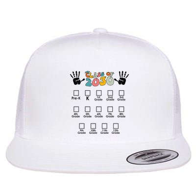 Class Of 2030 Grow With Me Checklist Prek 12th Retro K12 Flatbill Hat