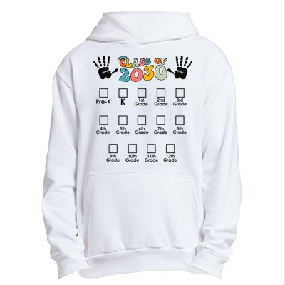 Class Of 2030 Grow With Me Checklist Prek 12th Retro K12 Urban Pullover Hoodie