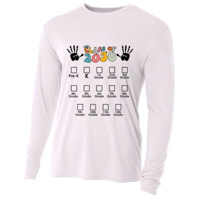 Class Of 2030 Grow With Me Checklist Prek 12th Retro K12 Cooling Performance Long Sleeve Crew
