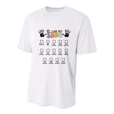 Class Of 2030 Grow With Me Checklist Prek 12th Retro K12 Youth Performance Sprint T-Shirt