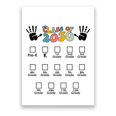 Class Of 2030 Grow With Me Checklist Prek 12th Retro K12 Poster
