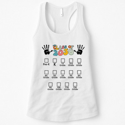 Class Of 2030 Grow With Me Checklist Prek 12th Retro K12 Womens Tank Top