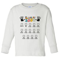 Class Of 2030 Grow With Me Checklist Prek 12th Retro K12 Toddler Long Sleeve Shirt