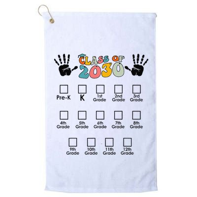 Class Of 2030 Grow With Me Checklist Prek 12th Retro K12 Golf Towel