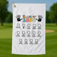 Class Of 2030 Grow With Me Checklist Prek 12th Retro K12 Golf Towel