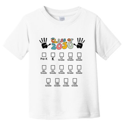 Class Of 2030 Grow With Me Checklist Prek 12th Retro K12 Toddler T-Shirt