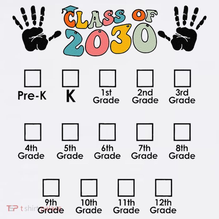 Class Of 2030 Grow With Me Checklist Prek 12th Retro K12 Visor