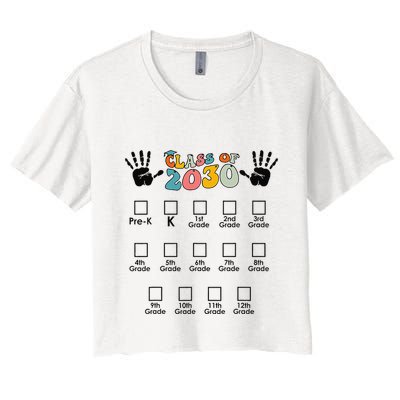 Class Of 2030 Grow With Me Checklist Prek 12th Retro K12 Crop Top