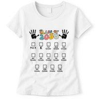 Class Of 2030 Grow With Me Checklist Prek 12th Retro K12 Womens T-Shirt
