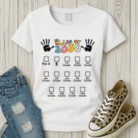 Class Of 2030 Grow With Me Checklist Prek 12th Retro K12 Womens T-Shirt