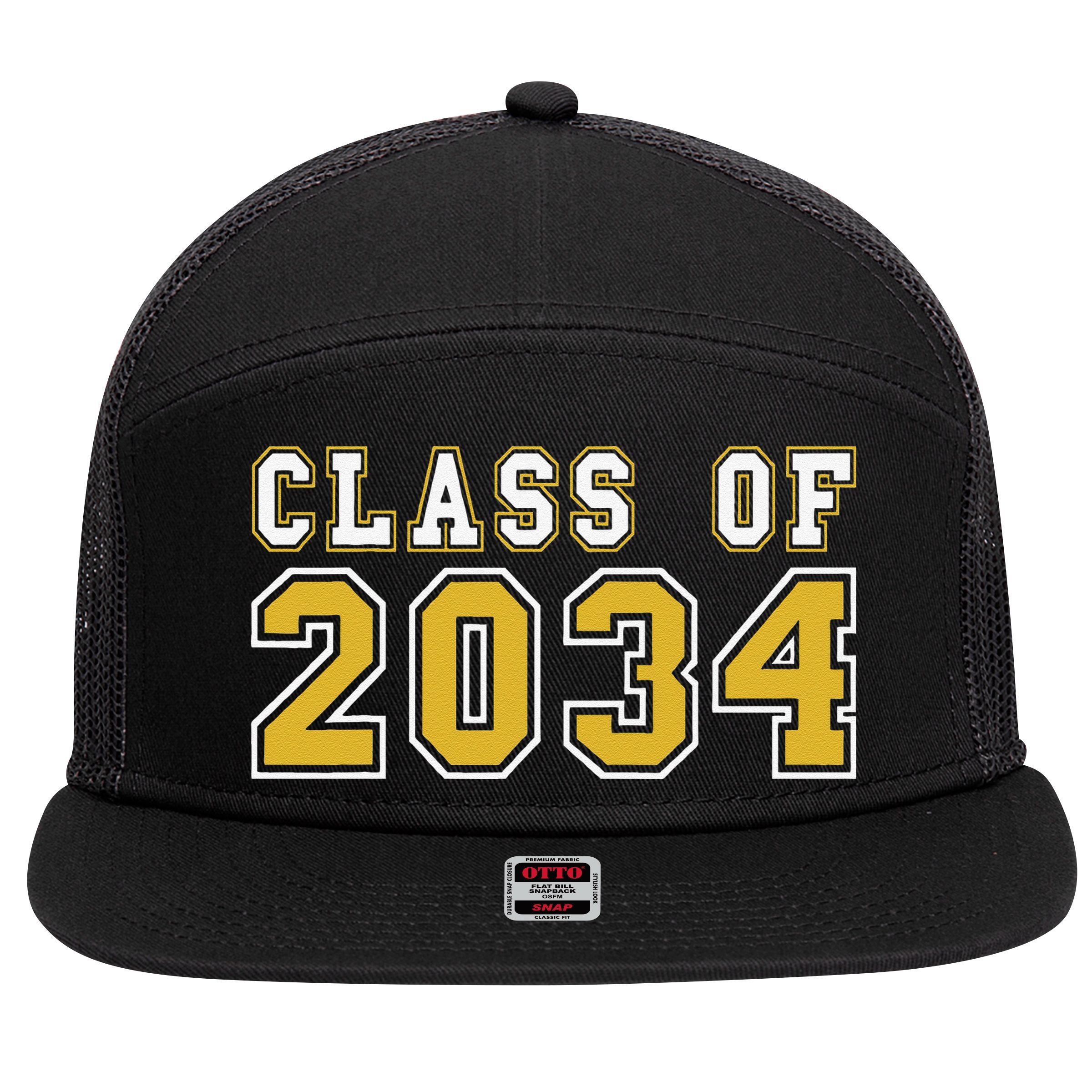 Class Of 2034 Graduation First Day Of Kindergarten PreK 7 Panel Mesh Trucker Snapback Hat