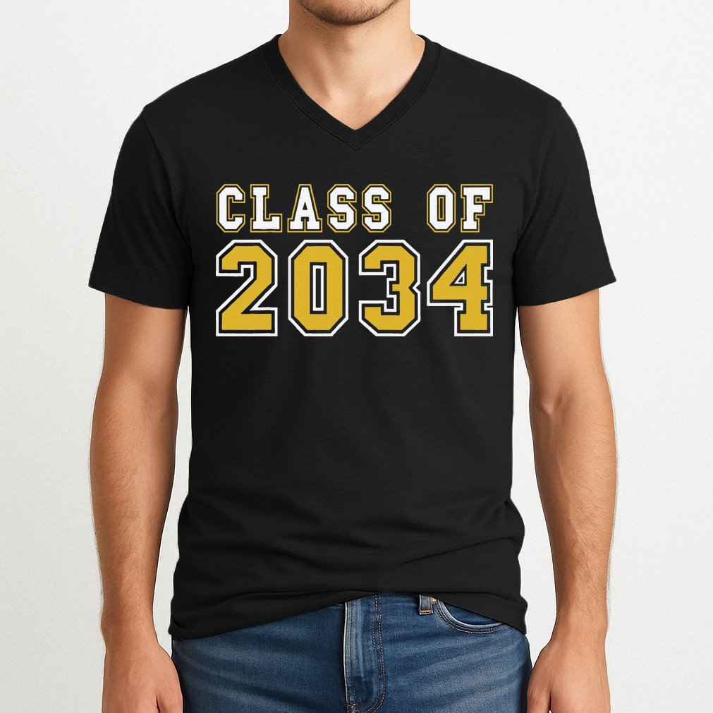 Class Of 2034 Graduation First Day Of Kindergarten PreK V-Neck T-Shirt