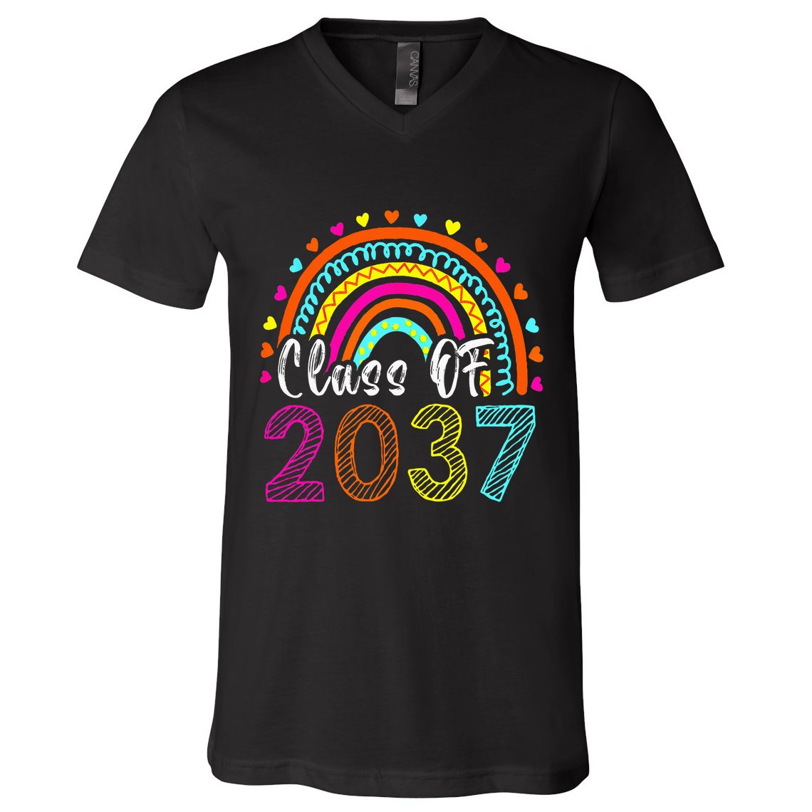 Class Of 2037 Kindergarten Prek Grow With Me Graduation V-Neck T-Shirt